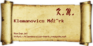 Klemanovics Márk névjegykártya